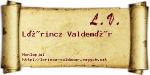 Lőrincz Valdemár névjegykártya